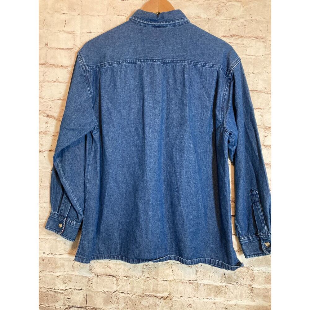 Vintage Longaberger Top‎ Womens Medium Denim Blue Jean Button Up Patriotic Stars - Picture 10 of 12